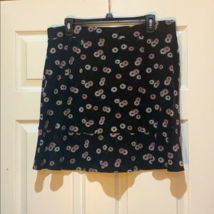 Loft Black Floral Skirt